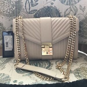 Marciano Nude Leather Quilted Bag - Gold Hardware